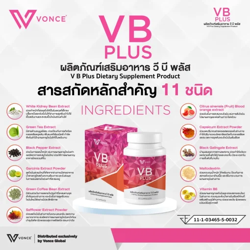 VB Plus วีบี พลัส อาหารเสริมลดน้ำหนักบล็อคแป้ง บล็อคไขมัน ดีท็อกซ์ กระชับสัดส่วน จากธรรมชาติ